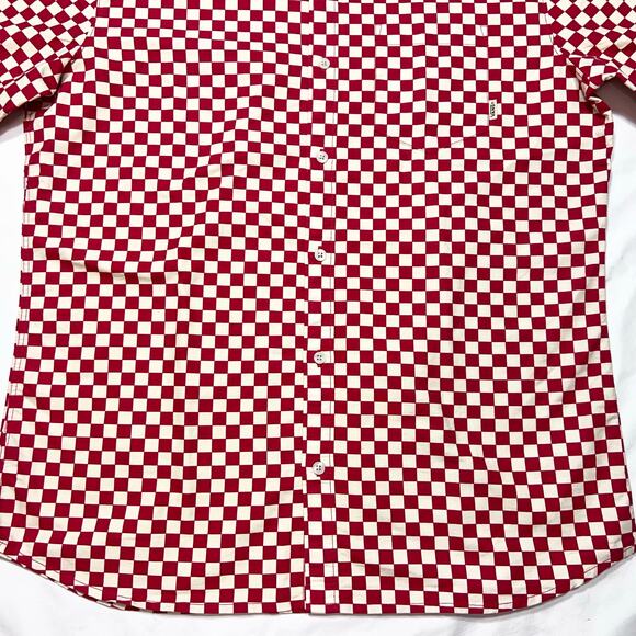 Vans Off The Wall Button Up Shirt Short Sleeve Red And White Checkered New - Picture 4 of 5